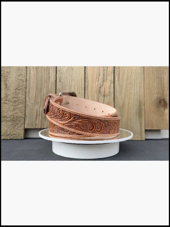 Full Grain Leather Western Belt with Interchangeable Buckle